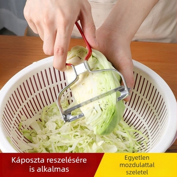 Rozsdamentes acélból készült többfunkciós hámozó és szeletelő zöldségekhez és gyümölcsökhöz — uborka és retek szeletelésére