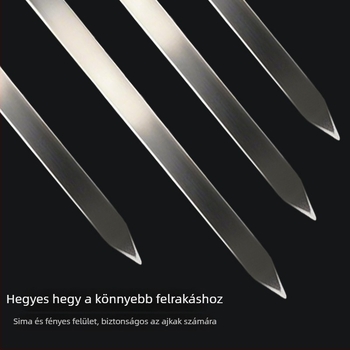 Rozsdamentes acél grillnyárs fából készült fogantyúval, nagy nyárs bárányhoz és húsokhoz