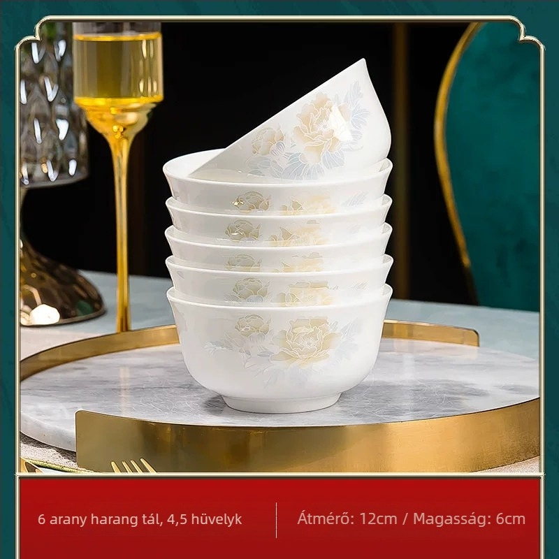 Jingdezhen porcelán étkészlet: rizs tálak és nagy kínai stílusú levesestálak, csontporcelán étkészlet, minimalistikus otthoni használatra