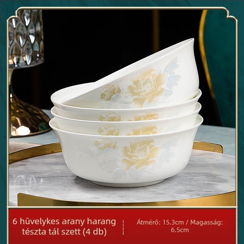 Jingdezhen porcelán étkészlet: rizs tálak és nagy kínai stílusú levesestálak, csontporcelán étkészlet, minimalistikus otthoni használatra