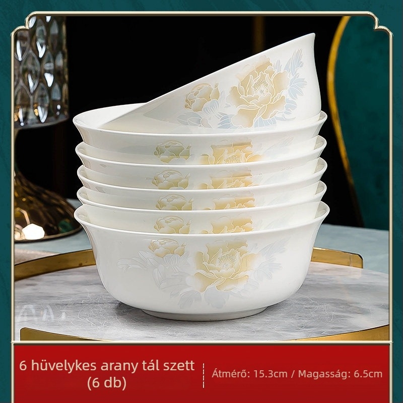 Jingdezhen porcelán étkészlet: rizs tálak és nagy kínai stílusú levesestálak, csontporcelán étkészlet, minimalistikus otthoni használatra
