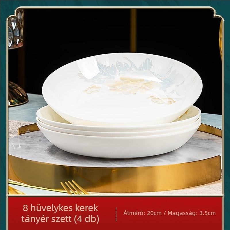Jingdezhen porcelán étkészlet: rizs tálak és nagy kínai stílusú levesestálak, csontporcelán étkészlet, minimalistikus otthoni használatra