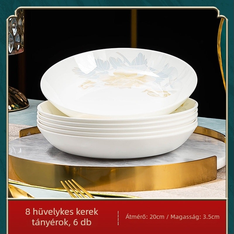 Jingdezhen porcelán étkészlet: rizs tálak és nagy kínai stílusú levesestálak, csontporcelán étkészlet, minimalistikus otthoni használatra