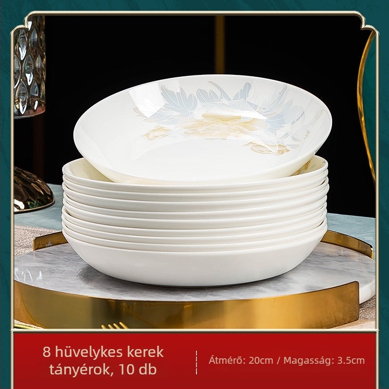 Jingdezhen porcelán étkészlet: rizs tálak és nagy kínai stílusú levesestálak, csontporcelán étkészlet, minimalistikus otthoni használatra