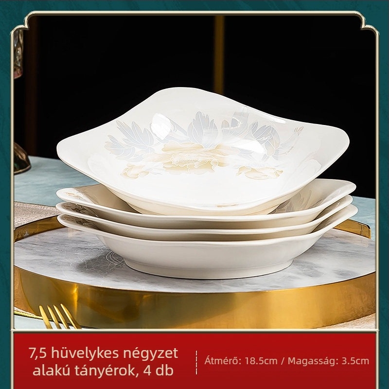 Jingdezhen porcelán étkészlet: rizs tálak és nagy kínai stílusú levesestálak, csontporcelán étkészlet, minimalistikus otthoni használatra