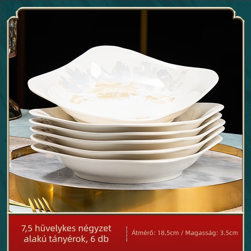 Jingdezhen porcelán étkészlet: rizs tálak és nagy kínai stílusú levesestálak, csontporcelán étkészlet, minimalistikus otthoni használatra