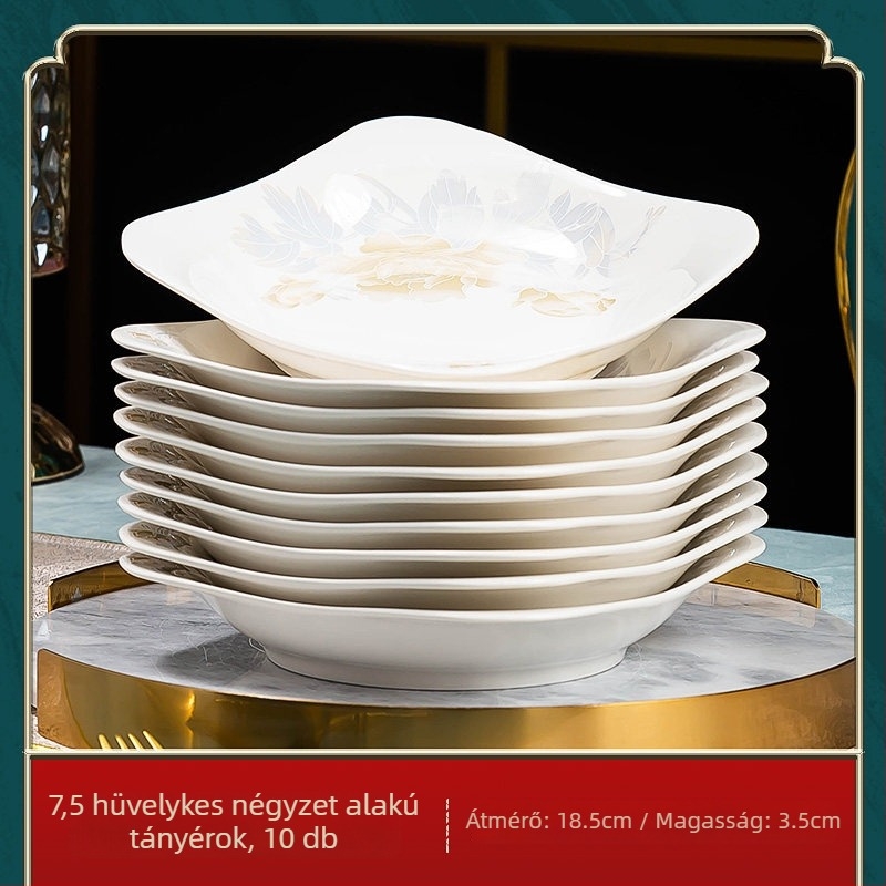 Jingdezhen porcelán étkészlet: rizs tálak és nagy kínai stílusú levesestálak, csontporcelán étkészlet, minimalistikus otthoni használatra
