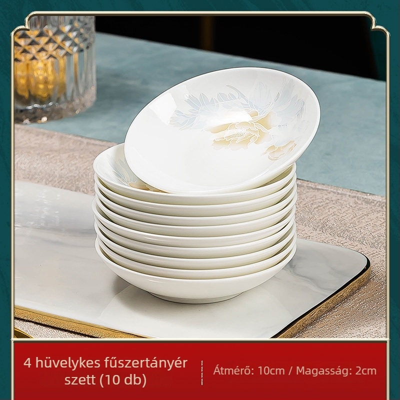 Jingdezhen porcelán étkészlet: rizs tálak és nagy kínai stílusú levesestálak, csontporcelán étkészlet, minimalistikus otthoni használatra