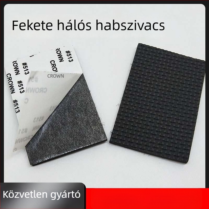 Fekete EVA habból készült, hálós mintázatú csúszásmentes alátét, egyoldalú öntapadós az asztal aljához