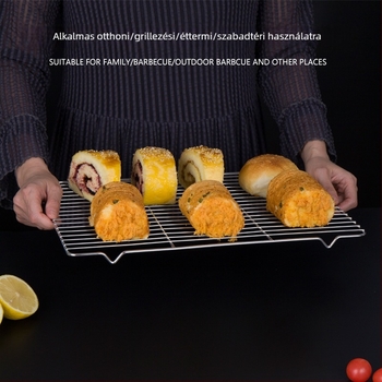 Rozsdamentes acél BBQ grillrács, négyszögletes tepsi, sütői sütemények hűtőhálója, téglalap alakú tepsi, olaj- és vízlevezető háló