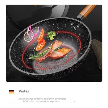 Máifan kővel készült háromrészes edénykészlet, tapadásmentes serpenyő, wok és leveses fazék, otthoni használatra, kompatibilis a gáztűzhellyel és indukciós főzőlapokkal
