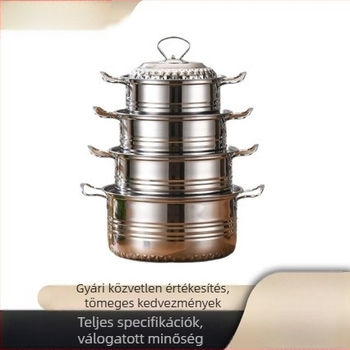 Rozsdamentes acél edénykészlet diamantmintával – 3- vagy 4-darabos, kompatibil indukciós főzőfelülettel