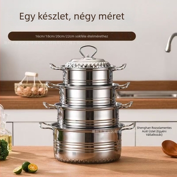 Rozsdamentes acél edénykészlet diamantmintával – 3- vagy 4-darabos, kompatibil indukciós főzőfelülettel