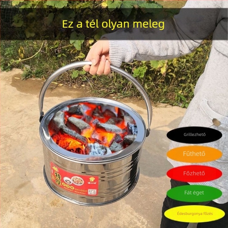 Sűrített szénkazán kültéri fűtéshez, hordozható tűzhely és grillsütő