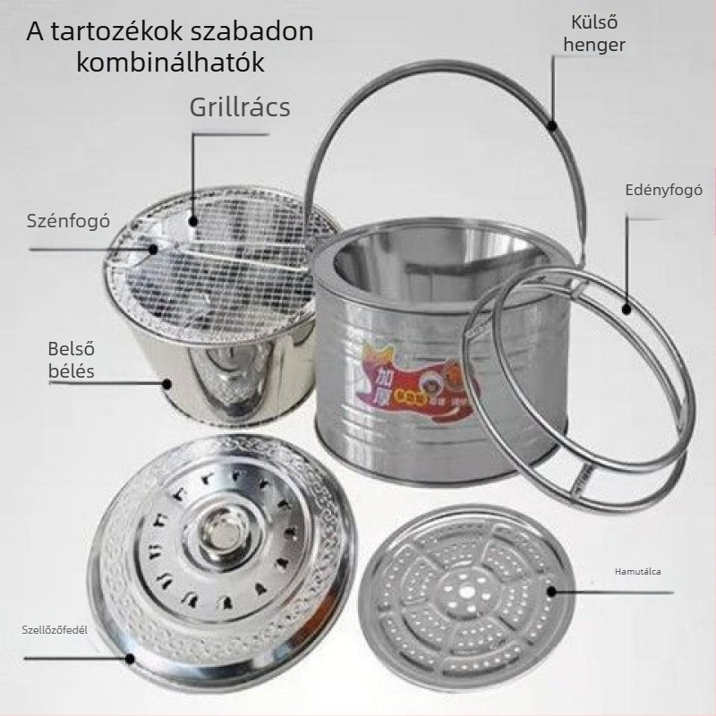 Sűrített szénkazán kültéri fűtéshez, hordozható tűzhely és grillsütő