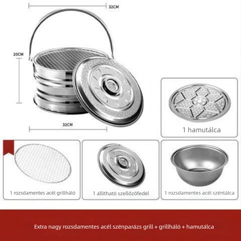 Sűrített szénkazán kültéri fűtéshez, hordozható tűzhely és grillsütő