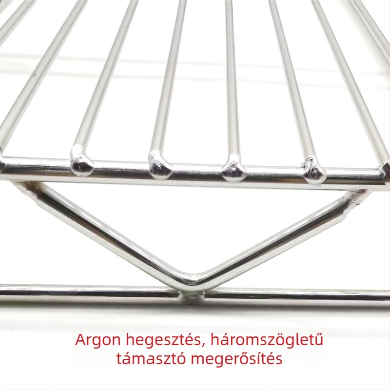 Rozsdamentes acél hálós polc, téglalap alakú, kétszintes szárítópolc sütemények és kenyér számára, grillháló