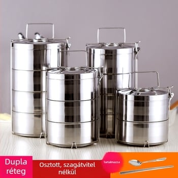 Rozsdamentes acélból készült szigetelt ebéddoboz, nagy kapacitású, többszintű, hordozható, felnőtteknek