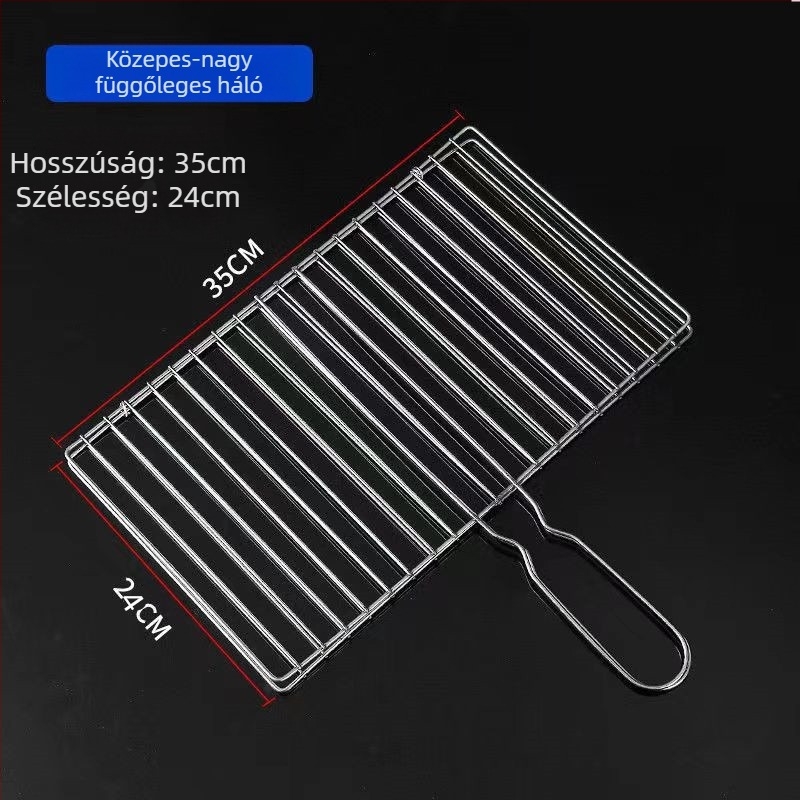 Rozsdamentes acél grillszárnyak halhoz és zöldségekhez, húsgrill háló — mágnesmentes, vastított kivitel