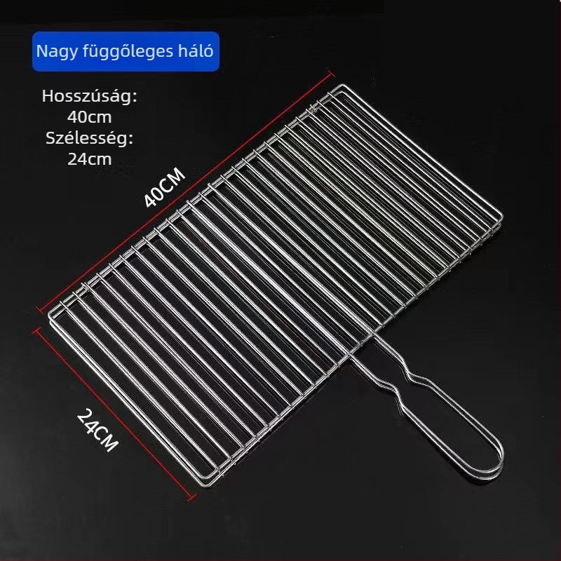 Rozsdamentes acél grillszárnyak halhoz és zöldségekhez, húsgrill háló — mágnesmentes, vastított kivitel