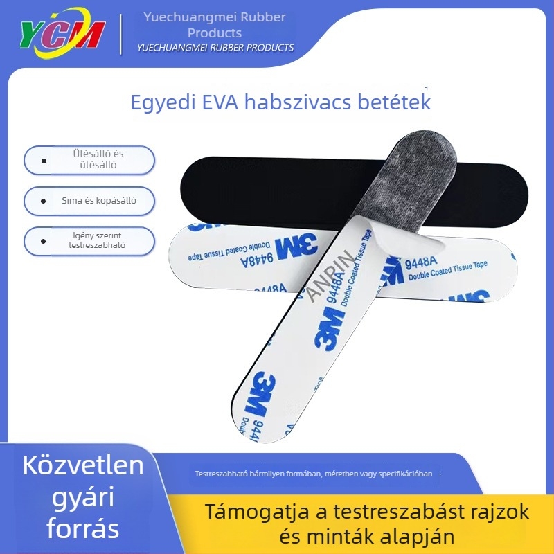 Egyedi fekete EVA hablapok, fehér EVA csúszásmentes párnák, szivacspárnák, önadhéziós rács egyoldali ragasztóval az ütéscsillapítás érdekében