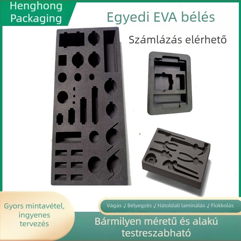 EVA habból készült belső rész integrált rekeszekkel, EVA gravírozott integrált ajándékdoboz, szerszámos doboz csomagolás, ütésálló és vízálló.