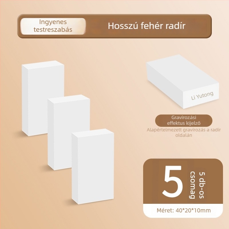 Ingyenes személyre szabható gravírozású radír, ultra-tiszta, hosszú fehér radír, rajzoláshoz és művészethez