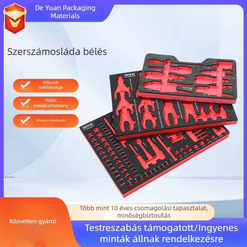 Ipari EVA belső bevonat és betétek csomagoláshoz, antistatikus EVA habbetétek a szerszámtartókhoz, faragott színes habbelső
