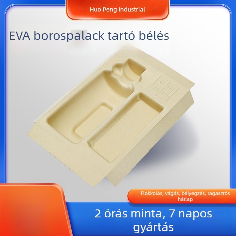Személyre szabott EVA boros tálca belső bevonat, ütéscsillapító párnázás, belső tálca borhoz, meleg- és hidegnyomás, gravírozás és formázás, EVA csomagolóanyag