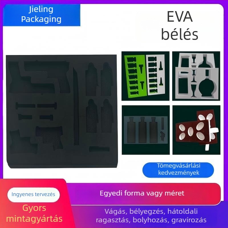 EVA belső tálca szivacsozott bevonattal a csomagoláshoz, flockolt belső betét, egyedi méret