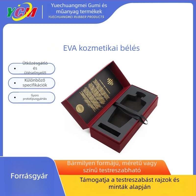 Személyre szabott kozmetikai ajándékdoboz flockos bevonattal, színes EVA habos párnázással és EVA belső tálcával
