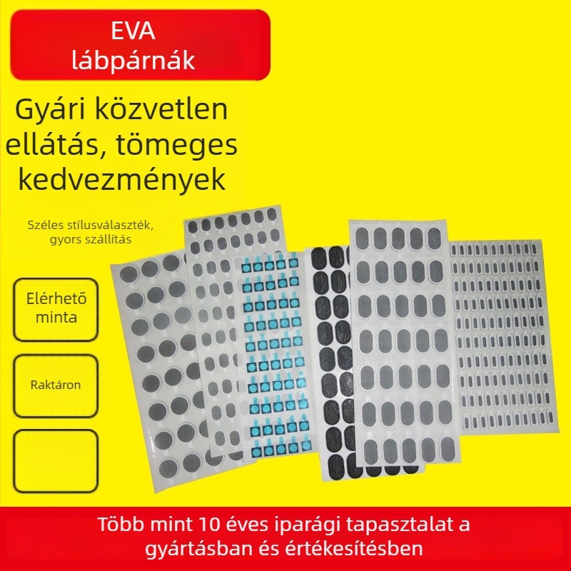 Öntapadós EVA hab alátétek, fekete kopásálló szilikon lemezek, EVA gumi bútorok rezgéscsillapító alátétei