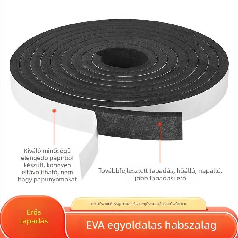 EVA egyoldalúan öntapadó ajtó- és ablak tömítőszalag habmaggal, hang- és porvédelmet nyújtva