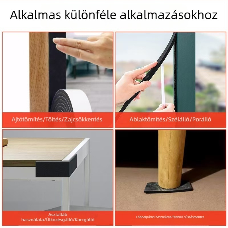 EVA egyoldalúan öntapadó ajtó- és ablak tömítőszalag habmaggal, hang- és porvédelmet nyújtva