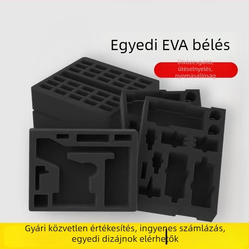 EVA hablemez anyag belső béléssel; EVA habcsíkok egyoldalú ragasztóval; ütésvédelmi megoldás