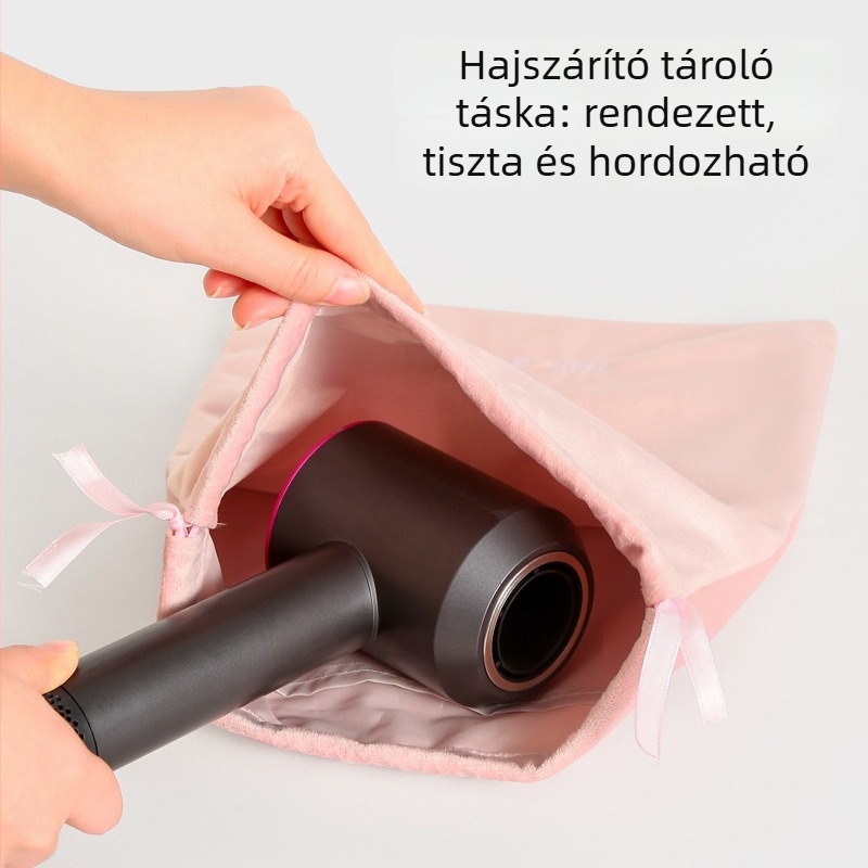 Dyson utazó hajszárító tárolótáska – flanel anyagú húzókötéses porvédő tok, többfunkciós