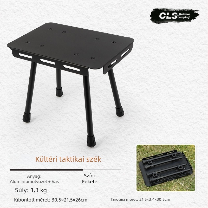 CLS Kültéri összecsukható asztal és szék készlet, mini, hordozható kempinghez, horgászathoz és rajzoláshoz