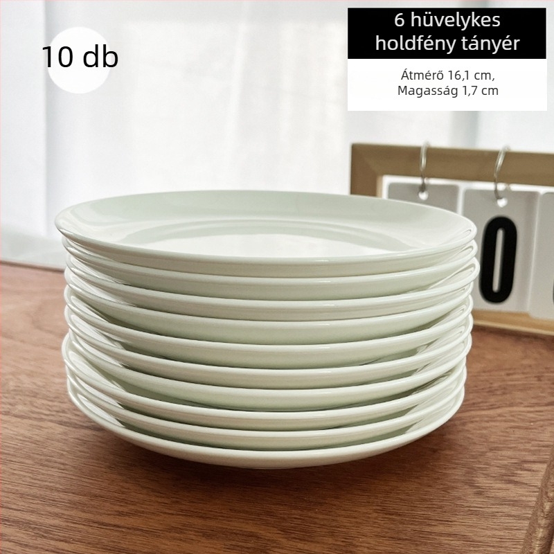 Tiszta fehér csontporcelán tányér, kerek, modern dizájn