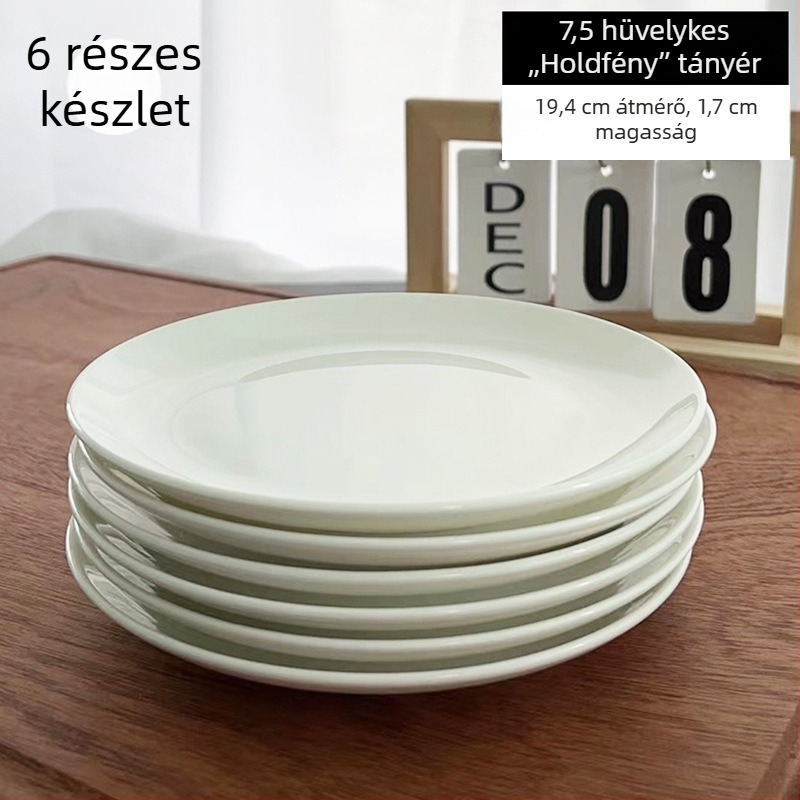 Tiszta fehér csontporcelán tányér, kerek, modern dizájn