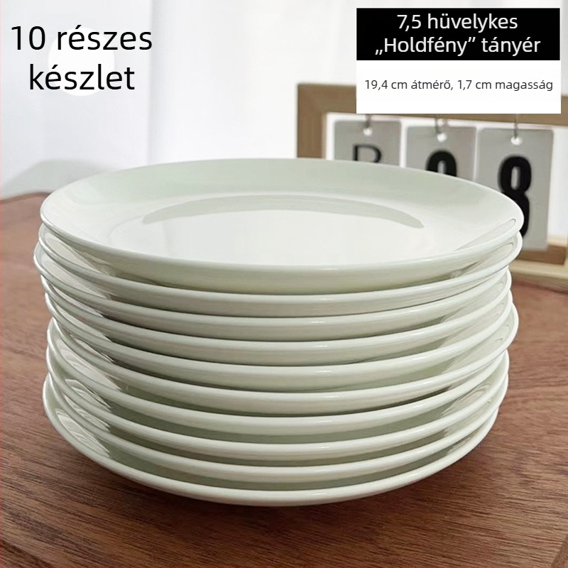 Tiszta fehér csontporcelán tányér, kerek, modern dizájn