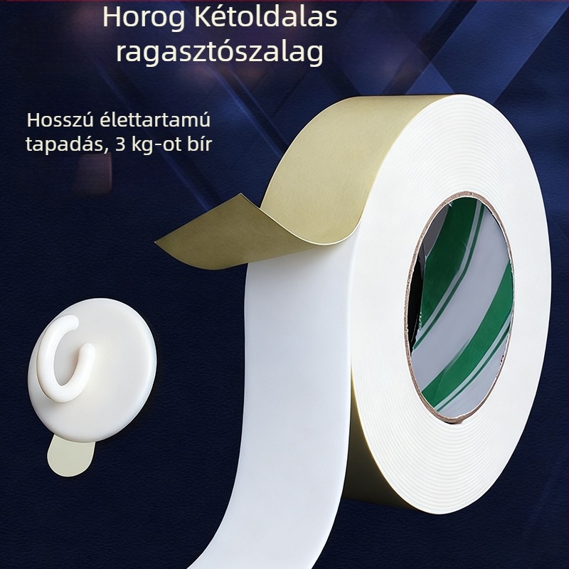 EVA habosított kétoldalas ragasztószalag sárga papír alapú hátlappal, szélesség 1-5 cm, erős tapadás, maradványmentes, 1 mm vastagság, 20 m hosszú