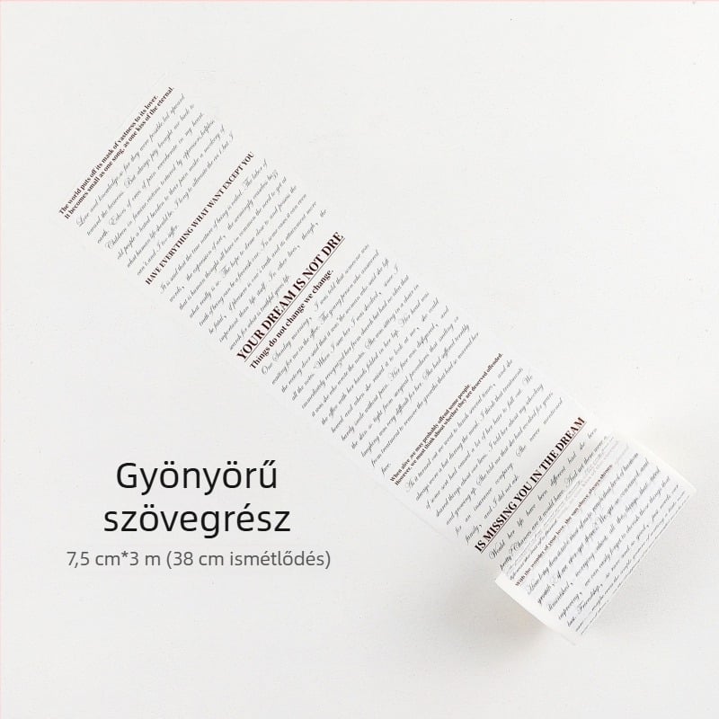 Washi szalag naplóhoz, nagy háttérrel és angol betűkkel, dekoratív szalag scrapbookinghez és tervezéshez, hossza 3 m