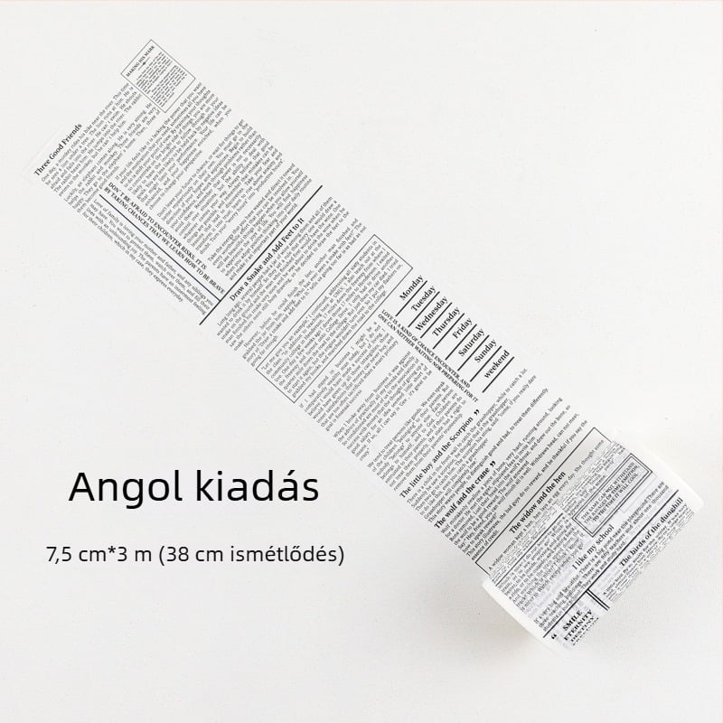 Washi szalag naplóhoz, nagy háttérrel és angol betűkkel, dekoratív szalag scrapbookinghez és tervezéshez, hossza 3 m
