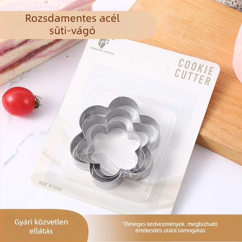3 darabos rozsdamentes acél virág alakú sütiforma készlet sütéshez