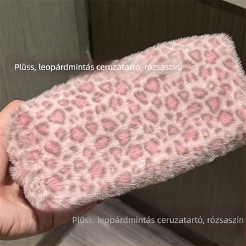 Plüss tolltartó leopard mintával – hordozható diákoknak, retro stílus, nagy kapacitás