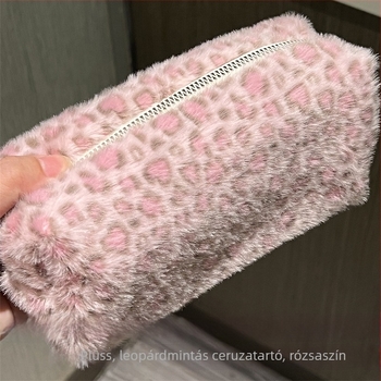Plüss tolltartó leopard mintával – hordozható diákoknak, retro stílus, nagy kapacitás