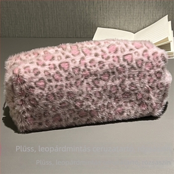 Plüss tolltartó leopard mintával – hordozható diákoknak, retro stílus, nagy kapacitás