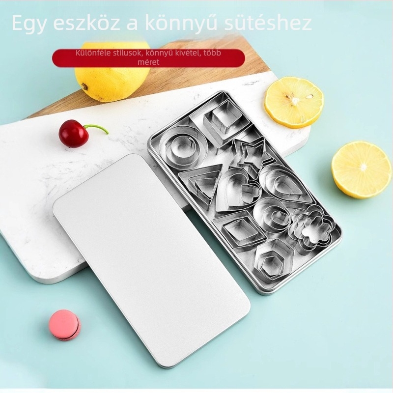 30 darabos rozsdamentes acél süteményforma készlet DIY bélyegző formákkal, otthoni konyhai eszközök