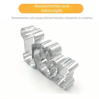 Rozsdamentes acélból készült 3 darabos süteményforma-készlet, csont alakú formákkal, 3D kutyapata lenyomattal és más állatformákkal