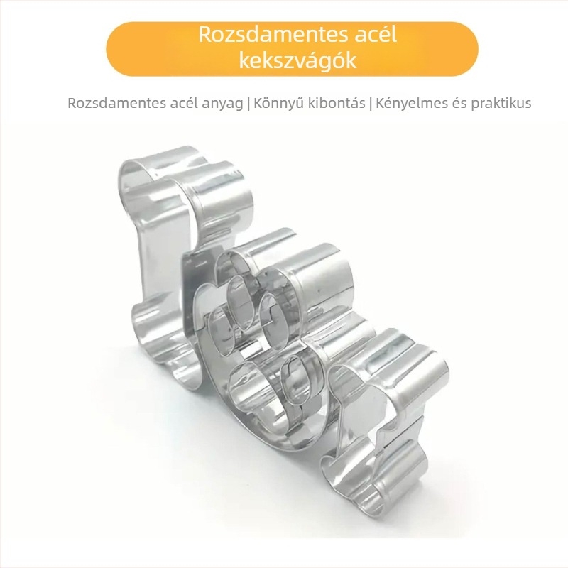 Rozsdamentes acélból készült 3 darabos süteményforma-készlet, csont alakú formákkal, 3D kutyapata lenyomattal és más állatformákkal